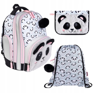 Batoh+puzdro na ceruzku+panda bambino sada 3 prvky