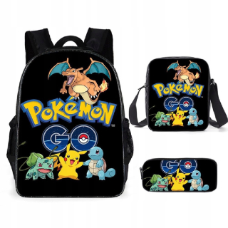 Backpack School Pokemon Pikachu set 3in1 Cencil Case