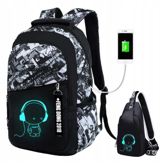 ŠKOLSKÝ BATOH OSVIETIACI USB + OBLIČKA