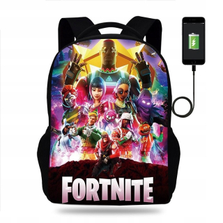 Batoh A4 Fortnite Priestranné vzory USB
