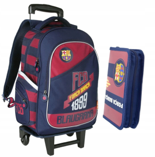 Batoh na kolesách+puzdro na ceruzku. Barcelona FC-79