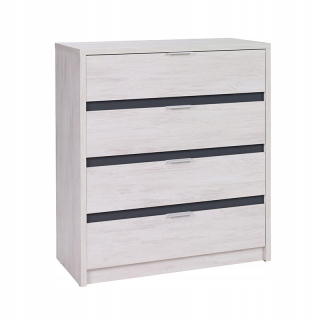 Priestranná komoda 4 zásuvky Deneris Matt White Oak