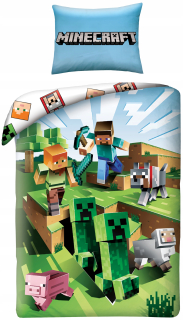 Minecraft Bedding 160x200 Game Alex Steve Baby Pig