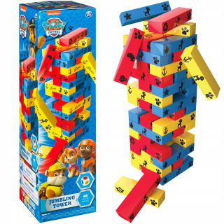 Pes Patrol hrá Jenga Dancing Wooden Tower Spin
