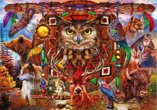 Puzzle 4000 totem - zvieratá, puzzle Bluebird