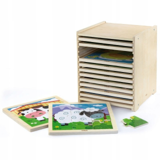 Drevené hádanky Viga Toys 12 dosky v stojane