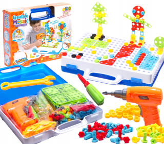 Puzzle bloky v kufri 4in1 + 237el skrutkovač.