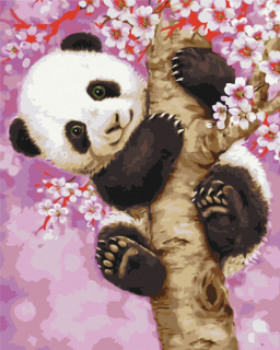 Maľujte to! Maľba podľa čísel. Panda na stromoch ...