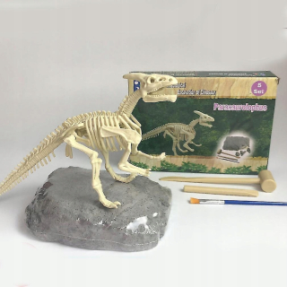 Parasaurolophus vykopávky vykopávajú vedecké súpravy deti
