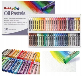 Pastely, olejové ceruzky, mäkký pentel 50 farieb