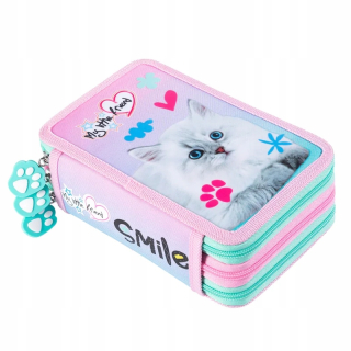 Tri -liverové puzdro na ceruzku s Pastel Cat Equipment