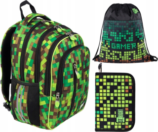 Školský batoh ceruzky Case Bag Master Gamer Pixele