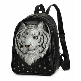 Batoh od Cowy Leather 3D Emboss Tiger Head Student