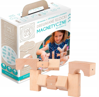 Poľské magnetické bloky drevené kooglo, mega
