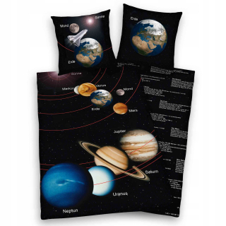 Planet Bedding 140x200 mládež Kosmos čierna