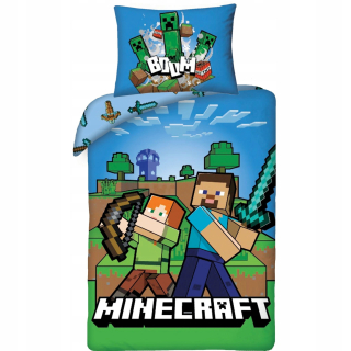 Bavlnená posteľná bielizeň 140x200+1p70x90 Minecraft Boom