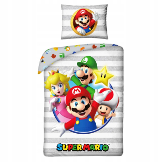 Bavlnená posteľná bielizeň 140x200+1p70x90 Super Mario