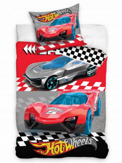 Bavlnená posteľná bielizeň 160x200+1p70x80 Hot Wheels Formula