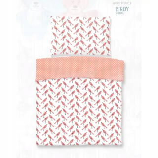 Bavlnená posteľná tlač / Birdy Coral / 100x135 +1x