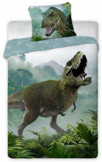 Posteľná bielizeň s dinosaurami 160x200 T-Rex 002 zelená