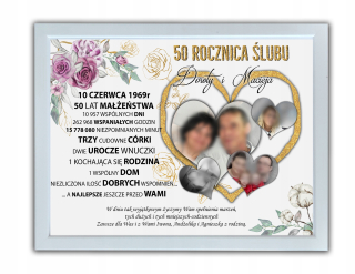 Svadobné výročie darčekového plagátu vo fotorame