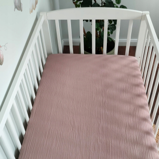 Mušelínový list s elastickým pásmom 120x60 prašná ružová