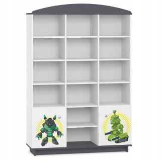 Boy's BookCase BC12 Gray Robots White