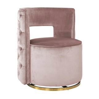 Richmond Swivel Armchair ružová zamatová základňa