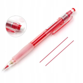 Červená 0,7 mm mechanická ceruzka s červenými ceruzkami 0,7