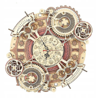 RJ Zodiac 3d Wall Clock Drevené model