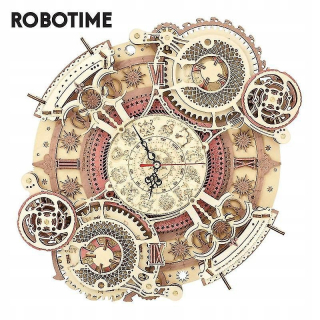 Robotime zverokruh 3D nástenné hodiny drevené sa zlomili