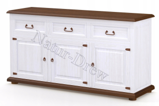 Rustikálny voskovaný drevený hrudník zásuviek - model 2