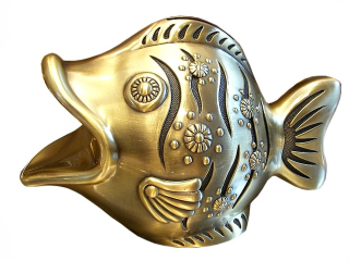 Gold Piggy Bank Brass Darček 3 želania