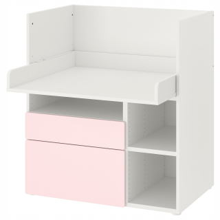 Småstad Desk s zásuvkami biely/ružový 90x79x100 cm