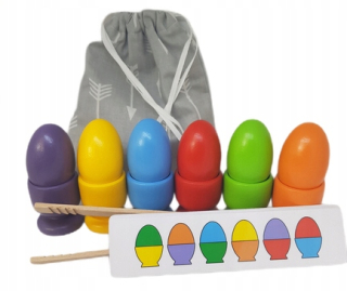 Farebné triedičné drevené vajcia Montessori 6 rokov