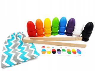 TRIEDAČ FAREB 8 farieb drevené vajíčka MONTESSORI