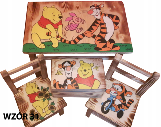 Stôl a 2 drevené stoličky pre deti Winnie