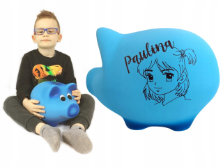 Piggy Bank Blue Giant Váš nápis sk2n