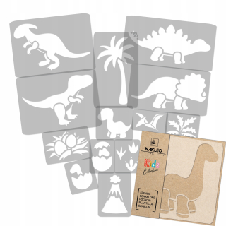 Opakovane použiteľné maľovacie šablóny 14 ks / dinosaury