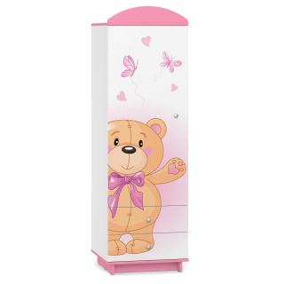 Detská šatníková rozprávka W01 Teddy Bear Pink White Motifs