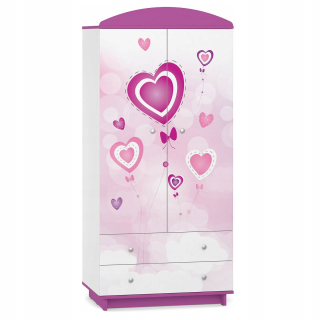 Detská šatníková rozprávka rozprávka W04 Hearts Purple UV Grafika