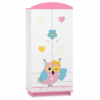 Detská šatníková rozprávka rozprávka W04 Owls Pink White Print