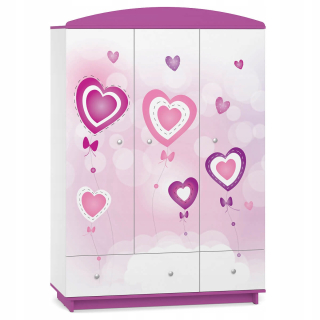 Detská šatníková rozprávka rozprávka W05 Hearts Purple UV Grafika