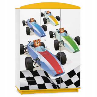 Detská šatníková rozprávka rozprávka W06 White Print Yellow Race