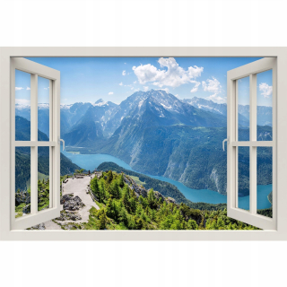 Samolepiace dyhované 3d okno Bavorské Alpy 120x80