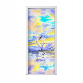 Samolepiaca nálepka 85x205 Love Swans Water