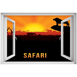 Self -adhézne 3D okno Africký lev 90x60