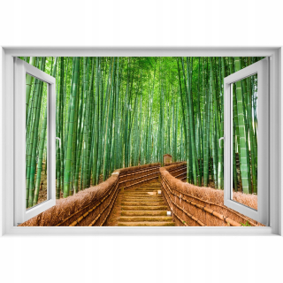Self -adhézne 3D okno bambusový nálepka Forest 90x60