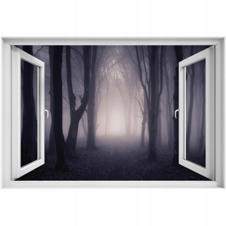 Self -adhézne 3D okno Temný les 90x60 les