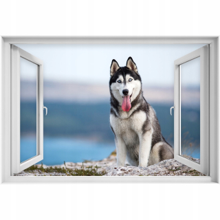 Seba -adhézne 3D okno sibírskej nálepky Husky